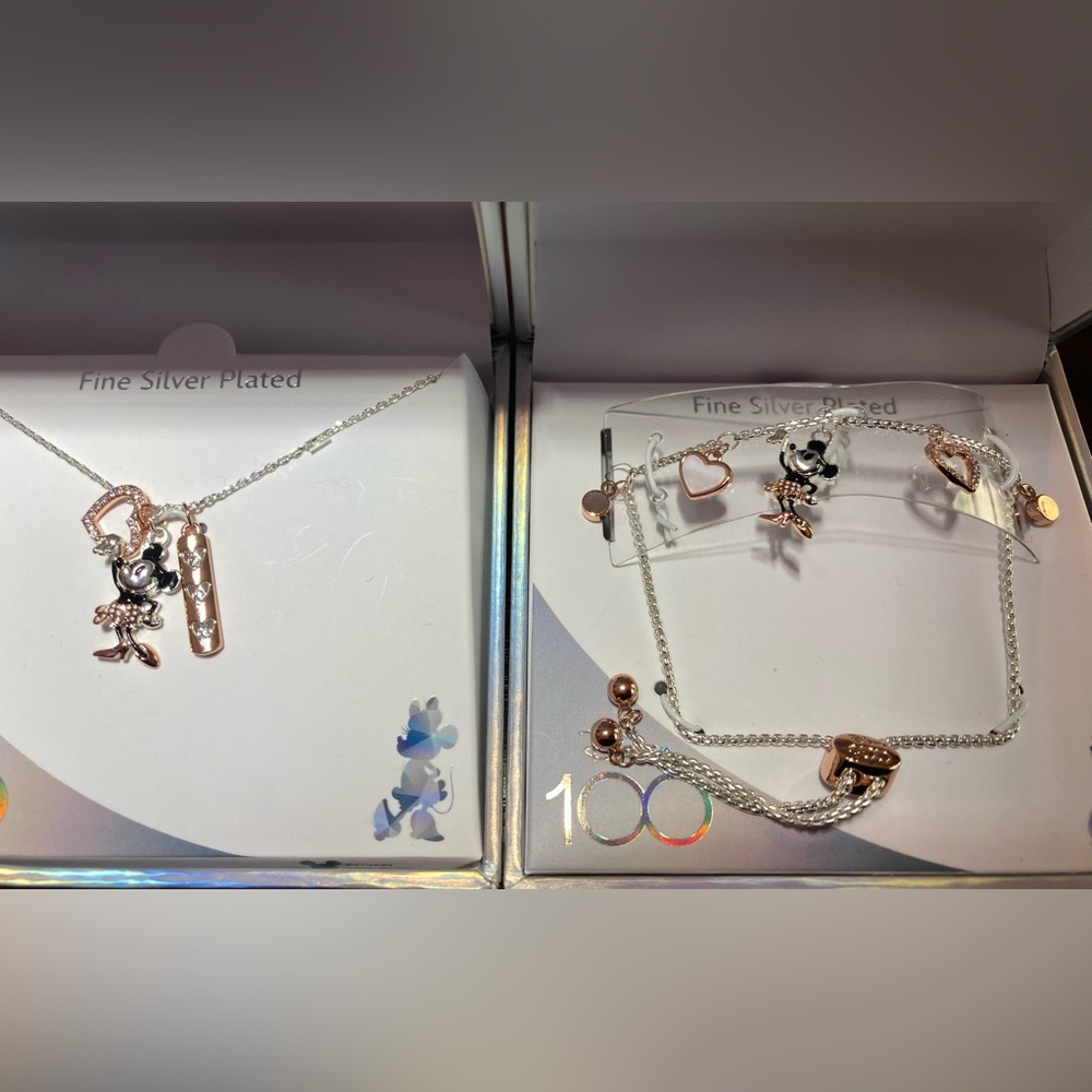 Disney 100 Minnie Mouse necklace and bracelet set. NWT